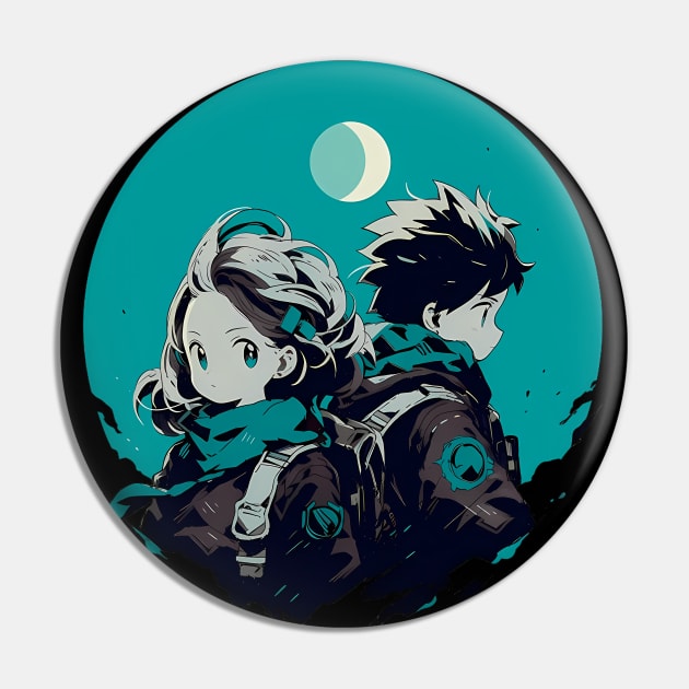 A couple of people sitting next to each other, anime art Pin by Lucile