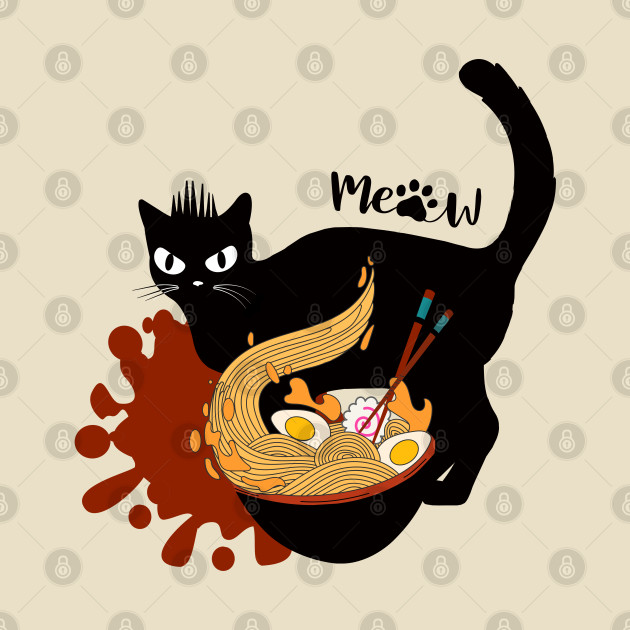 Cat Eating Ramen by LinoLuno