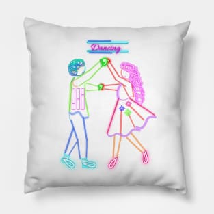 Neon Dancing Couple Pillow