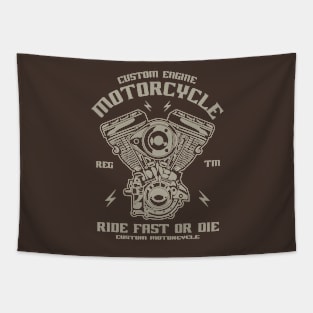 Custom engine motorcycle Tapestry