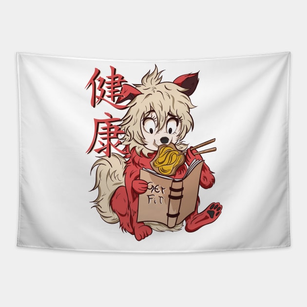 The cutest Japanese dog  - How to get fit - Peanut butter version Tapestry by Yabisan_art
