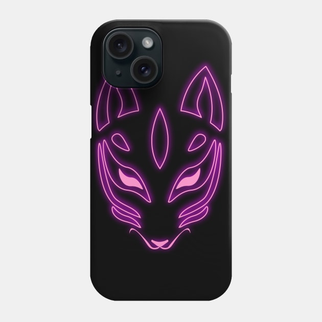 Kitsune Neon Minimalist Phone Case by Thrylos Store