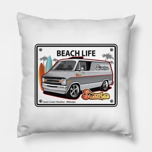 Dodge Sweet Van Beach Life Sign Pillow