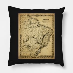 Old Map - Vintage - Brazil - Brazil Pillow