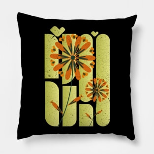 Rounded Shapes With Minimalist Flowers Pillow