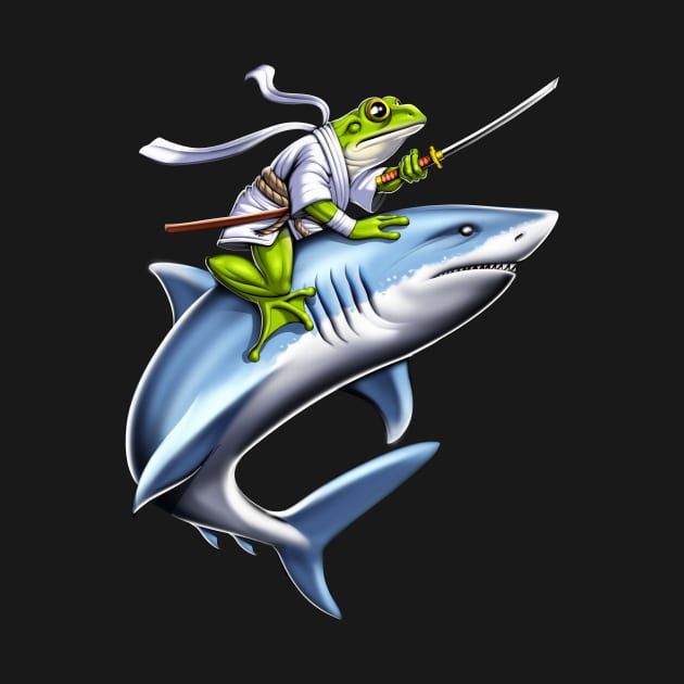 Frog Samurai Ninja Riding Shark by underheaven