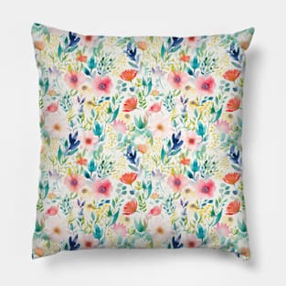 Watercolor Blossoms: Whimsical Garden Dreams Pillow