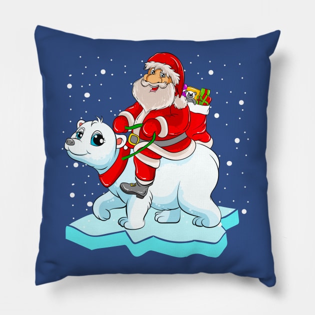 Santa Riding Panda Bear Merry Christmas Xmas Pillow by E