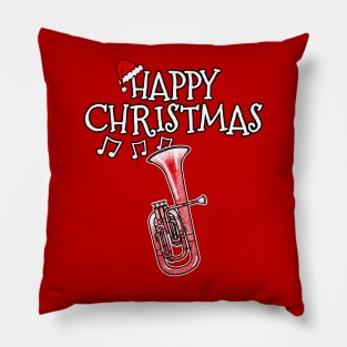 Christmas Tenor Horn Brass Musician Santa Hat Xmas Pillow