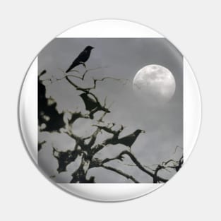 Crows Under A Full Moon Pin