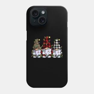 Three Leopard Buffalo Plaid Red Gnomes Christmas Lights Phone Case