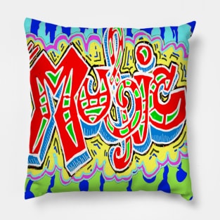 cool retro music red drip art Pillow