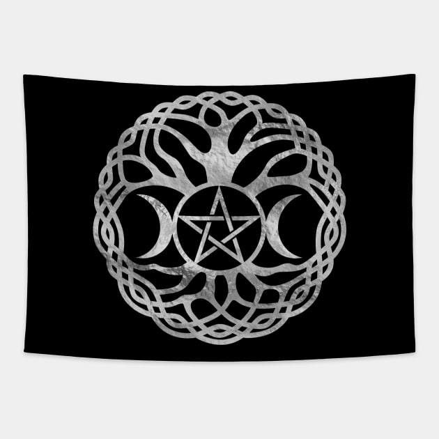 Triple Goddess with pentagram and tree of life Tapestry by Nartissima