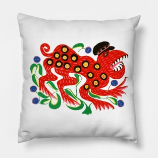 Fantastic creature by Maria Prymachenko Pillow