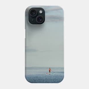 Paddleboarder and shipping traffic at Whiting Bay, Isle of Arran Phone Case