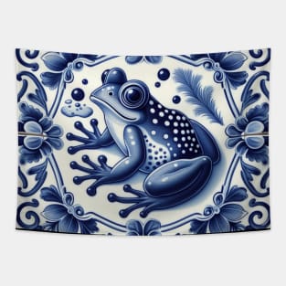 Delft Tile With Dotted Frog No.2 Tapestry