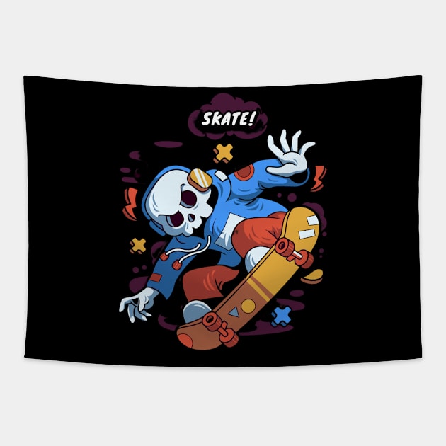 skater skull Tapestry by snoddyshop