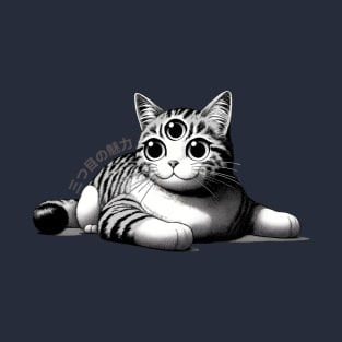 Three-Eyed Cat Enigma: A Mystical Japanese Marvel T-Shirt