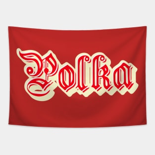 Polka Old Style Lettering Red and Cream Tapestry