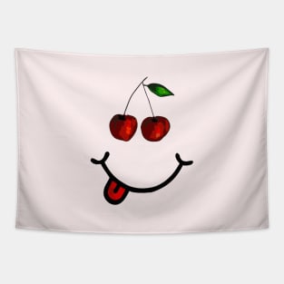 Cherry & Smile (in the shape of a face) Tapestry