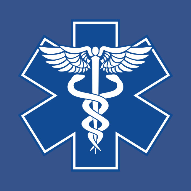 EMT Health Care Caduceus Blue Medical Symbol Emt T
