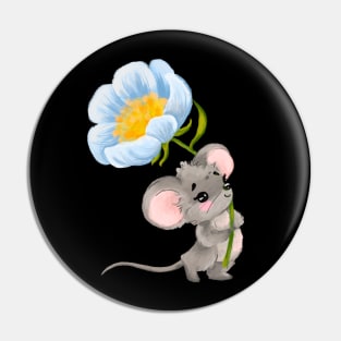 A mouse with a flower Pin