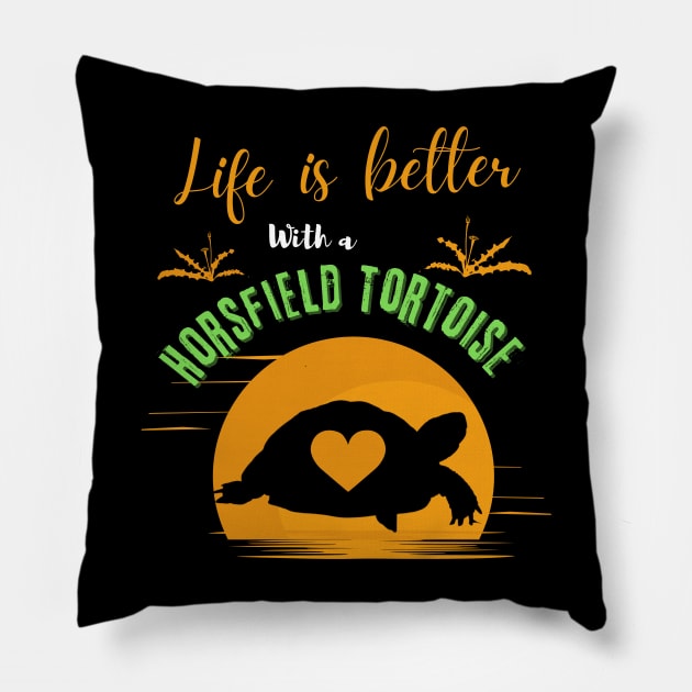 Life is Better with a Horsfield Tortoise Pillow by Niche Haven