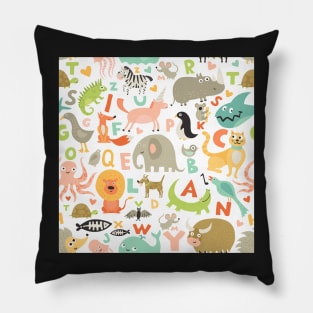 Kids Alphabet for children before school  with animals and letters pattern Pillow