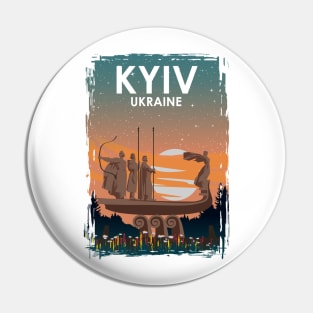 Kyiv Kiev Ukraine Monument Vintage Minimal European City Travel Poster Pin