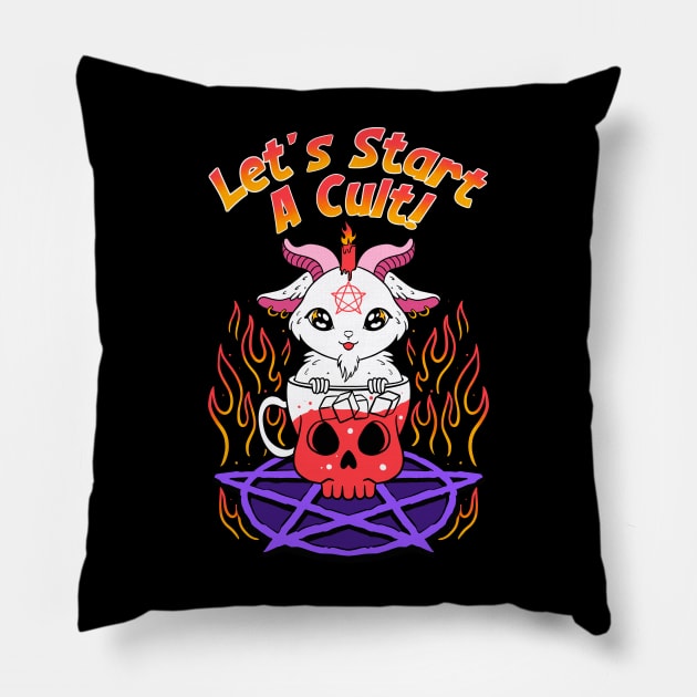 Let's Start A Cult - American Pillow by Allotaink