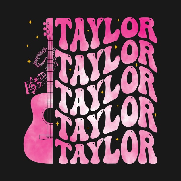 Taylor First Name I Love Taylor Girl Groovy Pink Retro 80s by Maccita