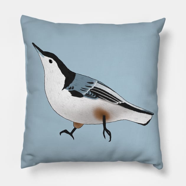 White-Breasted Nuthatch Pillow by MaggieCait