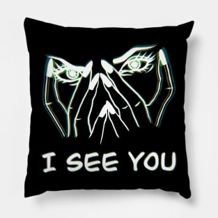 I see you, acid eyes , grunge style, retro tattoo Pillow