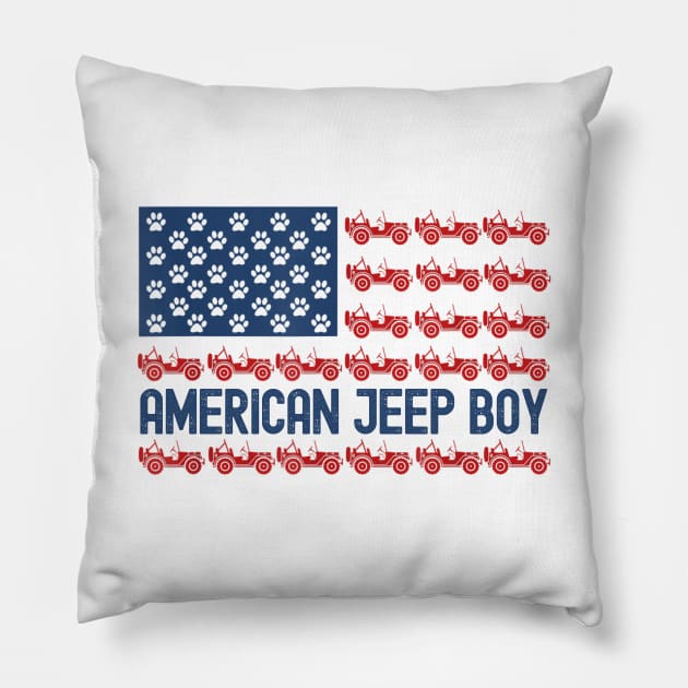 American Jeep Boy USA Flag Jeep Pillow by Oska Like