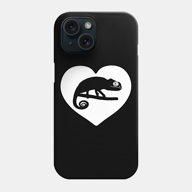 White Cute Chameleon Heart for Chameleon Lovers Phone Case by Mochi Merch