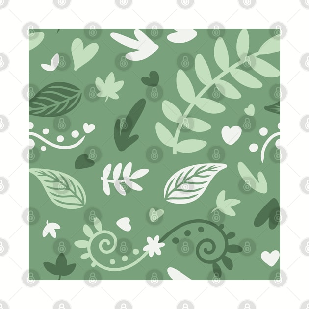 Cute Green Leaf Nature Pattern by mil.creates