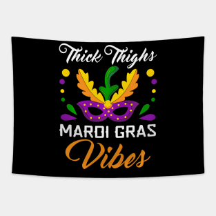 Thick Thighs Mardi Gras Vibes Mask Feathers For Men Women Tapestry