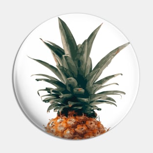 Tilted Pineapple, Fruit for Thought Photo Vector Illustration Front and Back Pin