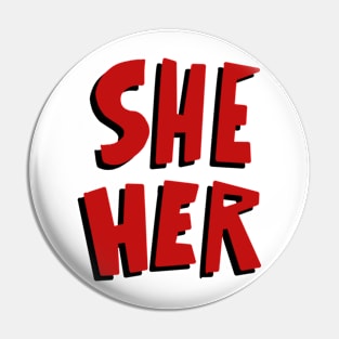 black and red pronouns she her Pin