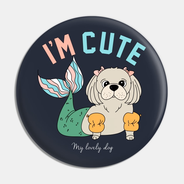 Cute Dog Mermaid Pin by Mako Design 