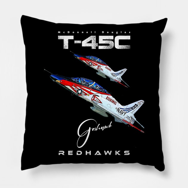 T-45C Goshawk Redhawks Us Air Force Navy training Jet Aircraft Pillow by aeroloversclothing