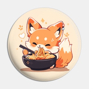 Cute fox eating ramen Pin