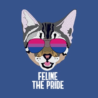 FELINE THE PRIDE - Cute Cat Sunglasses Bi Bisexual Pride Flag T-Shirt