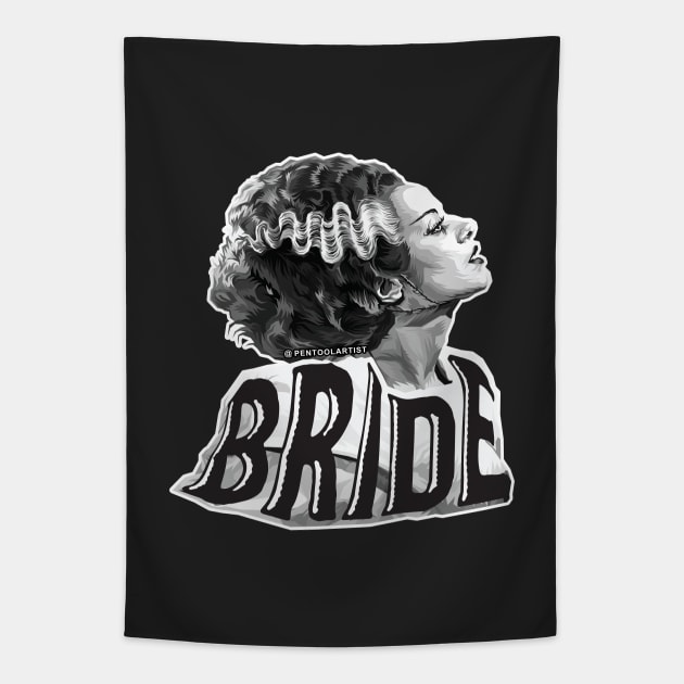 The Black & White Bride Tapestry by pentoolarts