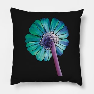 Pretty Blue Raspberries Flower Petals , Digitally Manipulated Blue and Purple Floral Photograph Pillow