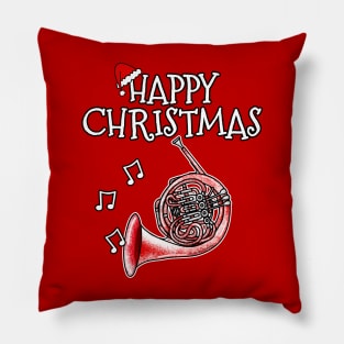 Christmas French Horn Brass Musician Santa Hat Xmas 2022 Pillow