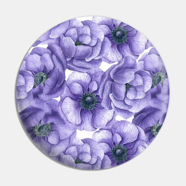 Violet Anemone Flowers Watercolor Pattern Flower Pin Teepublic