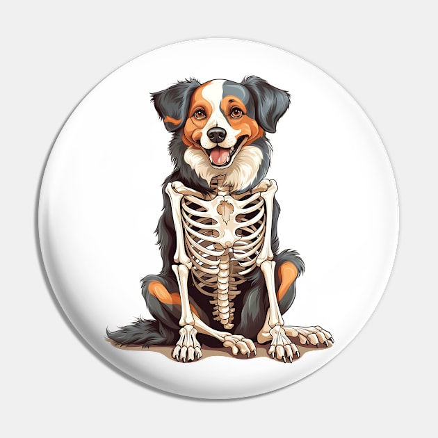 Skeleton Australian Shepherd Dog Pin by Chromatic Fusion Studio