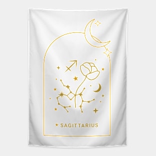 Sagittarius Zodiac Constellation and Flowers - Astrology and Horoscope Tapestry