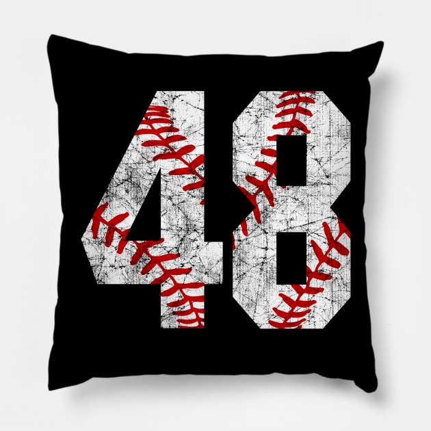 Vintage #48 Baseball Laces Baseball Mom Jersey Love Baseball Pillow by TeeCreations